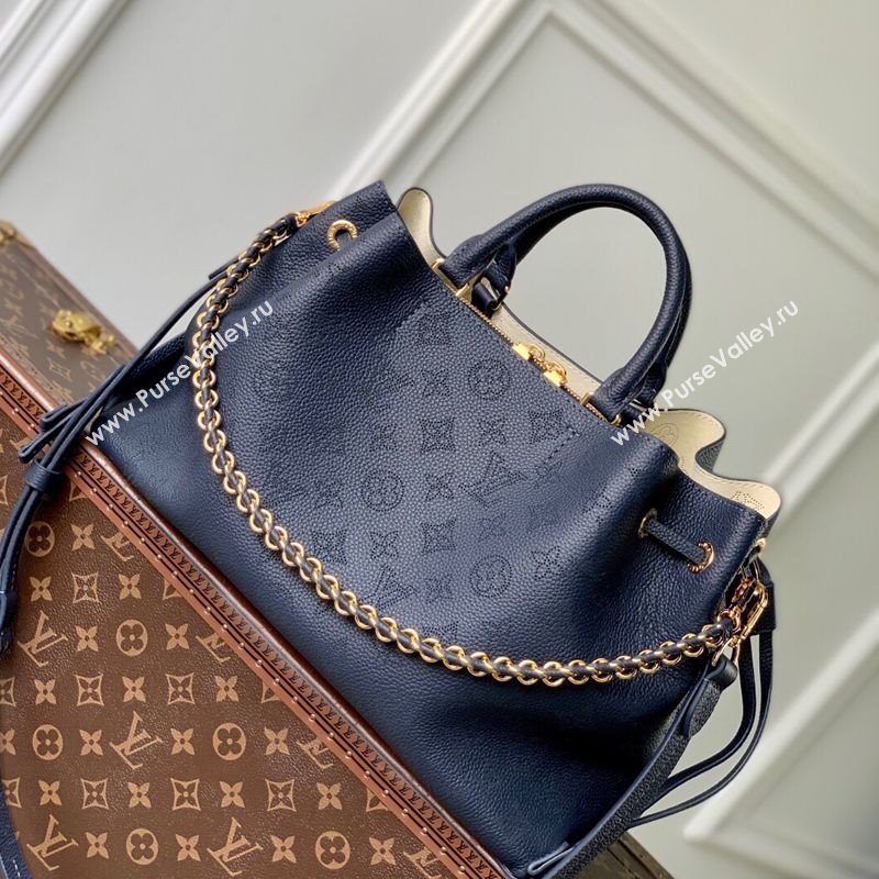 Louis Vuitton Bella Tote Bag in Mahina Perforated Calfskin M14316 Navy Blue 2025 (KI-250524013)