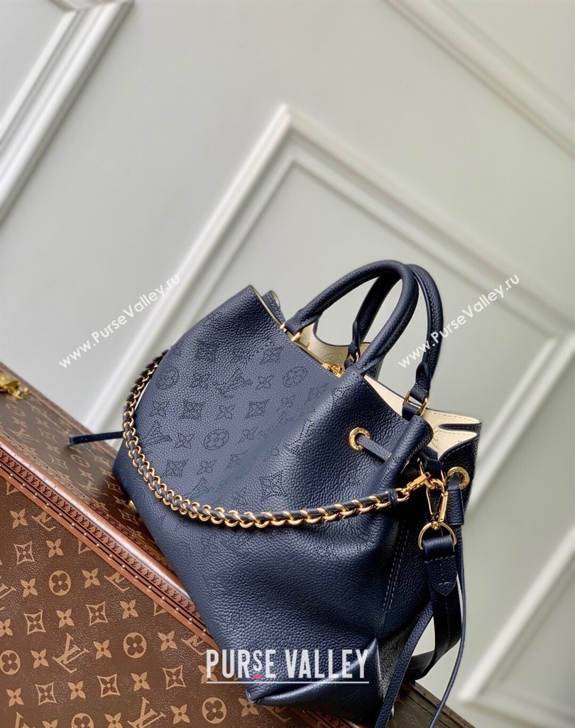 Louis Vuitton Bella Tote Bag in Mahina Perforated Calfskin M14316 Navy Blue 2025 (KI-250524013)