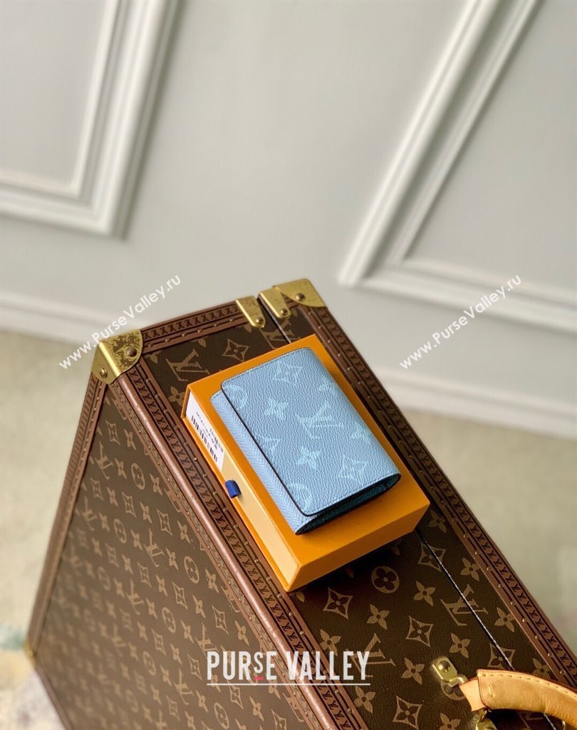 Louis Vuitton Envelope Business Card Holder in Sky Blue Monogram Canvas and Leather M14118 2025 (KI-250523053)