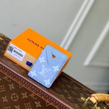 Louis Vuitton Porte-Cartes Magnet Card Holder in Monogram Canvas and Leather M14119 Sky Blue 2025 (KI-250523044)
