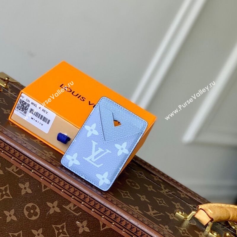 Louis Vuitton Porte-Cartes Magnet Card Holder in Monogram Canvas and Leather M14119 Sky Blue 2025 (KI-250523044)