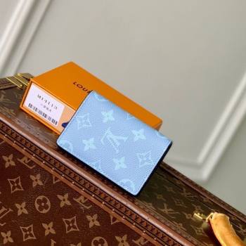 Louis Vuitton Pocket Organizer Wallet in Sky Blue Monogram Canvas and Leather M14112 2025 (KI-250523059)
