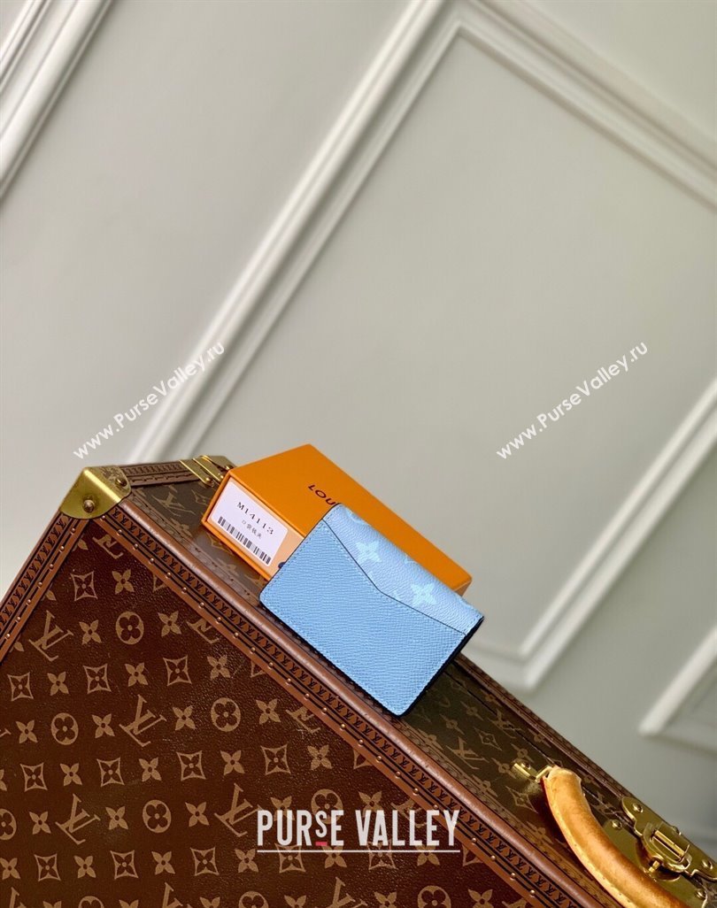 Louis Vuitton Pocket Organizer Wallet in Sky Blue Monogram Canvas and Leather M14112 2025 (KI-250523059)