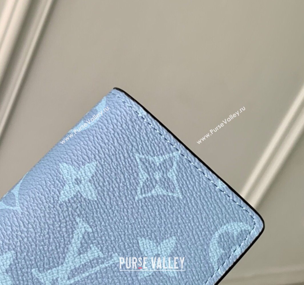 Louis Vuitton Pocket Organizer Wallet in Sky Blue Monogram Canvas and Leather M14112 2025 (KI-250523059)