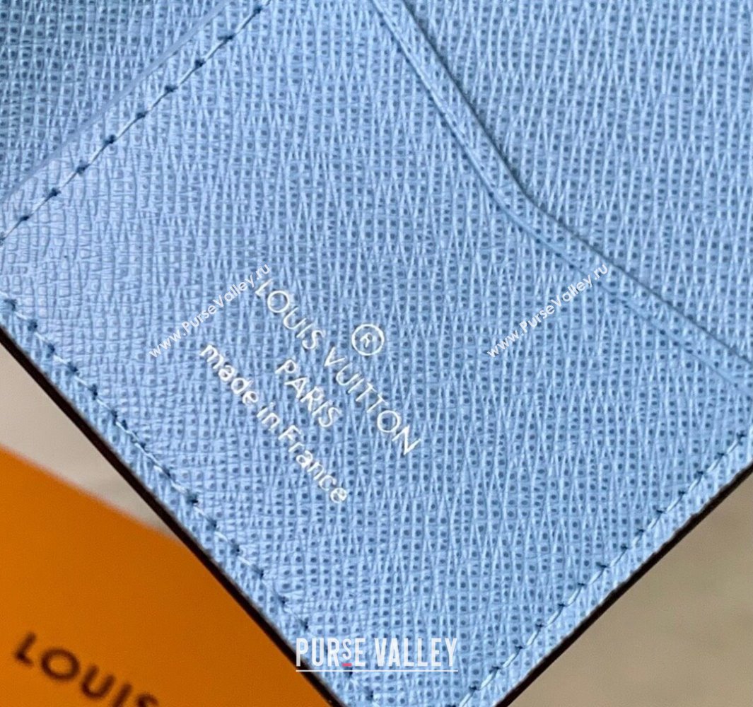 Louis Vuitton Pocket Organizer Wallet in Sky Blue Monogram Canvas and Leather M14112 2025 (KI-250523059)