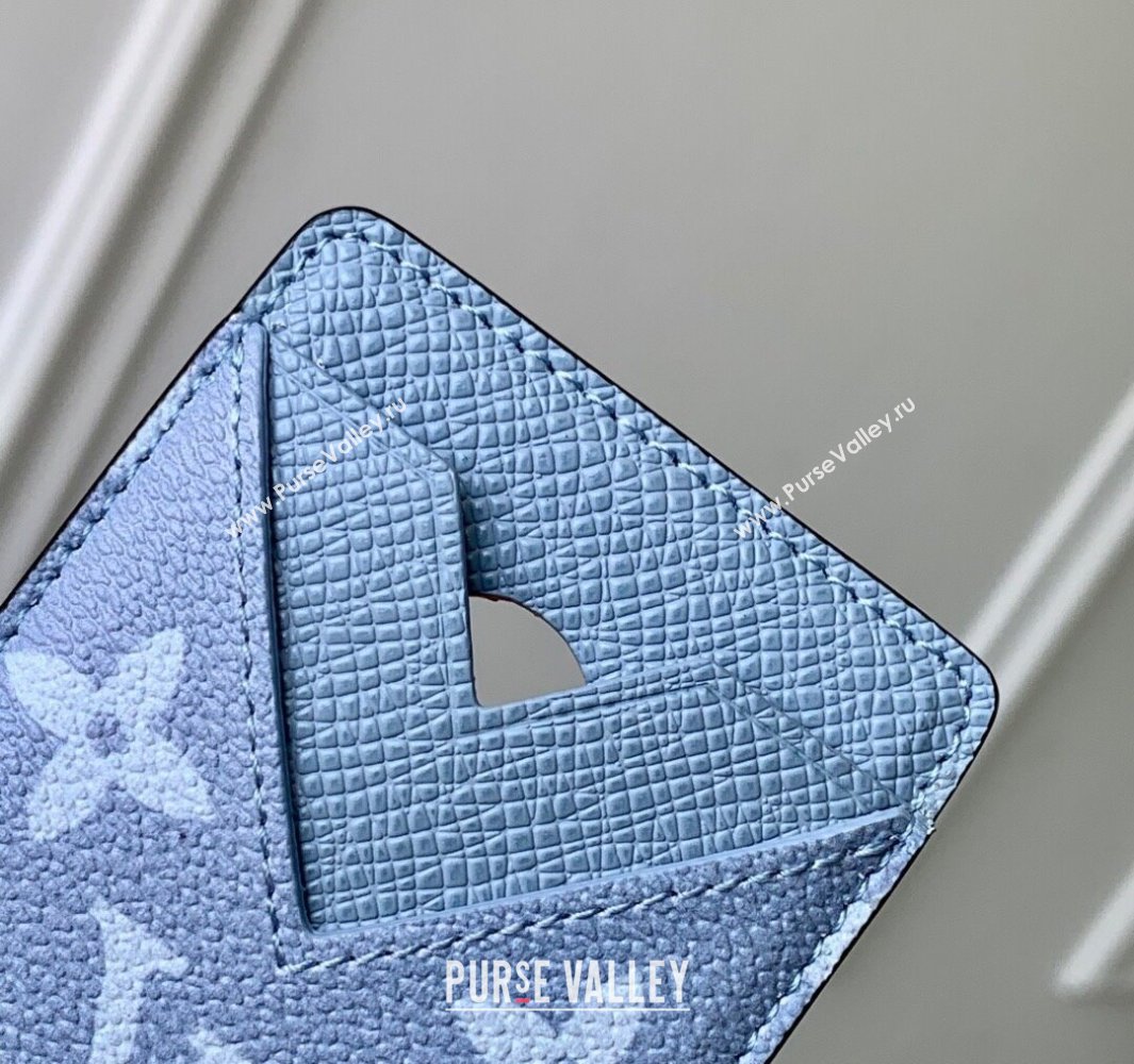 Louis Vuitton Porte-Cartes Magnet Card Holder in Monogram Canvas and Leather M14119 Sky Blue 2025 (KI-250523044)