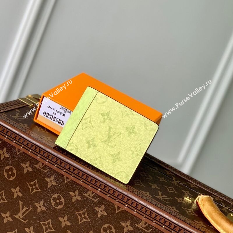 Louis Vuitton Multiple Wallet in Sky Blue Monogram Canvas and Leather M14111 Lemon Yellow 2025 (KI-250523056)