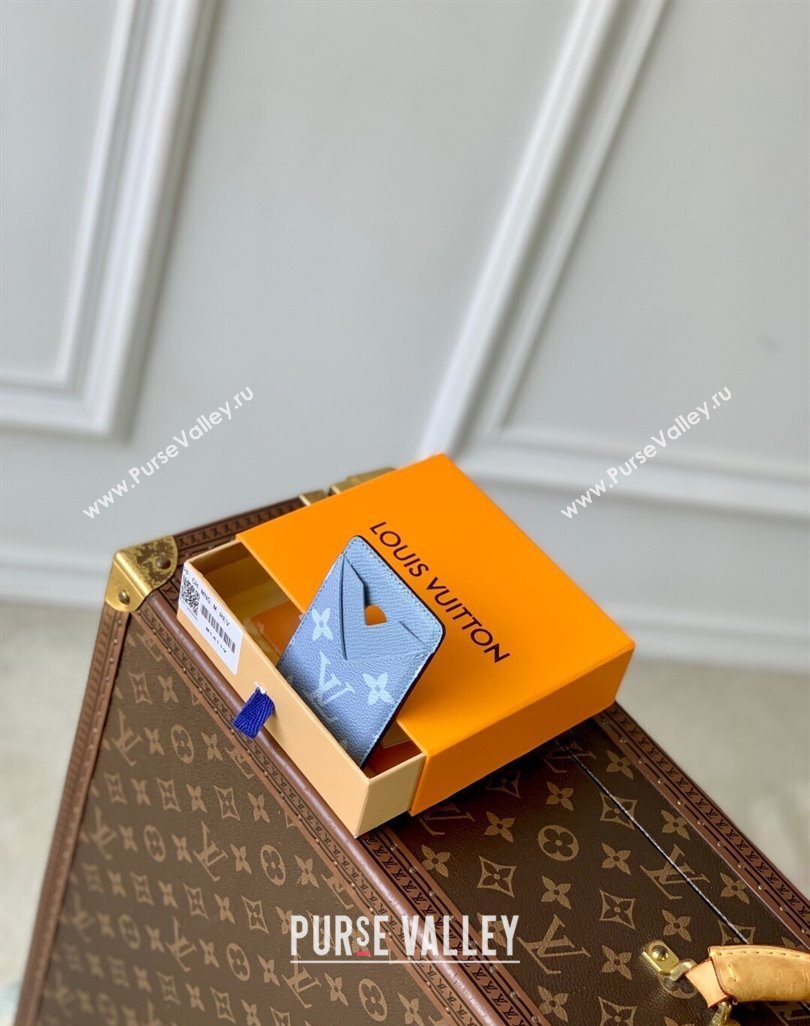 Louis Vuitton Porte-Cartes Magnet Card Holder in Monogram Canvas and Leather M14119 Sky Blue 2025 (KI-250523044)