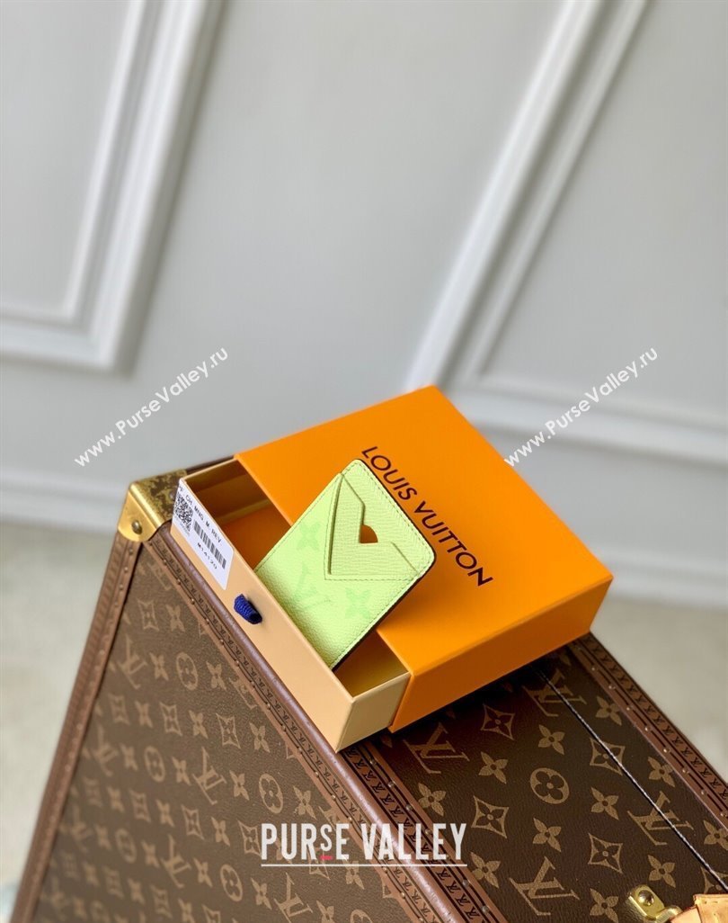 Louis Vuitton Porte-Cartes Magnet Card Holder in Monogram Canvas and Leather M14120 Lemon Yellow 2025 (KI-250523043)