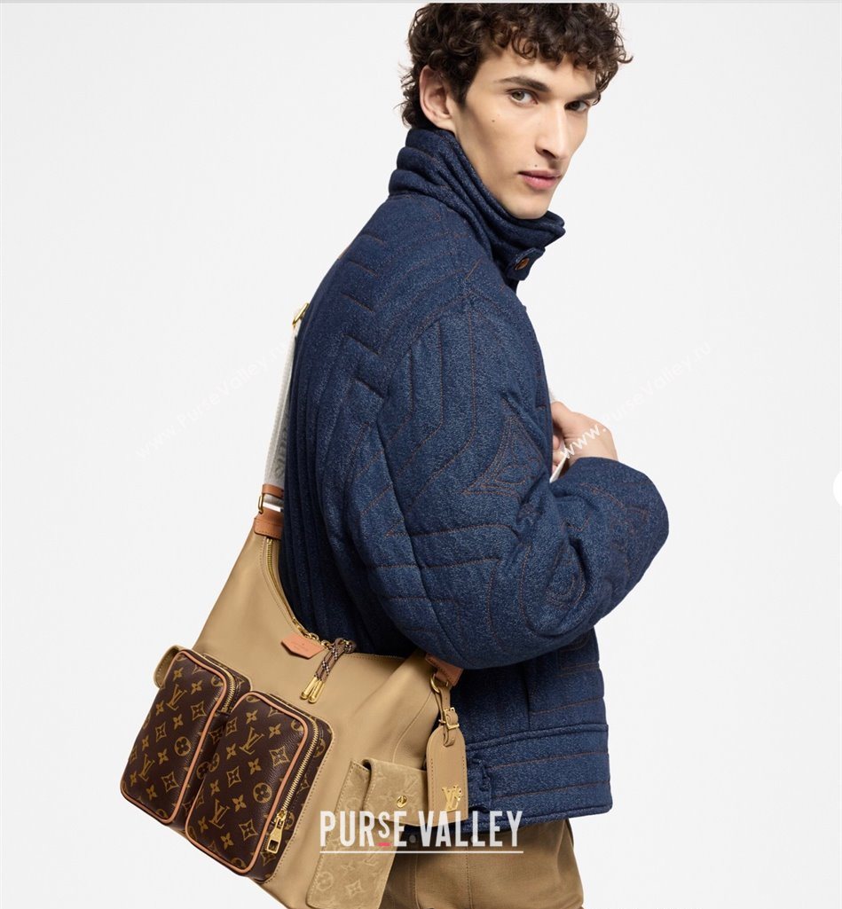 Louis Vuitton Mens Hobo Cargo Bag in Beige Leather and Monogram Canvas M12697 2025 (KI-250524024)