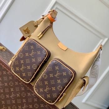 Louis Vuitton Mens Hobo Cargo Bag in Beige Leather and Monogram Canvas M12697 2025 (KI-250524024)