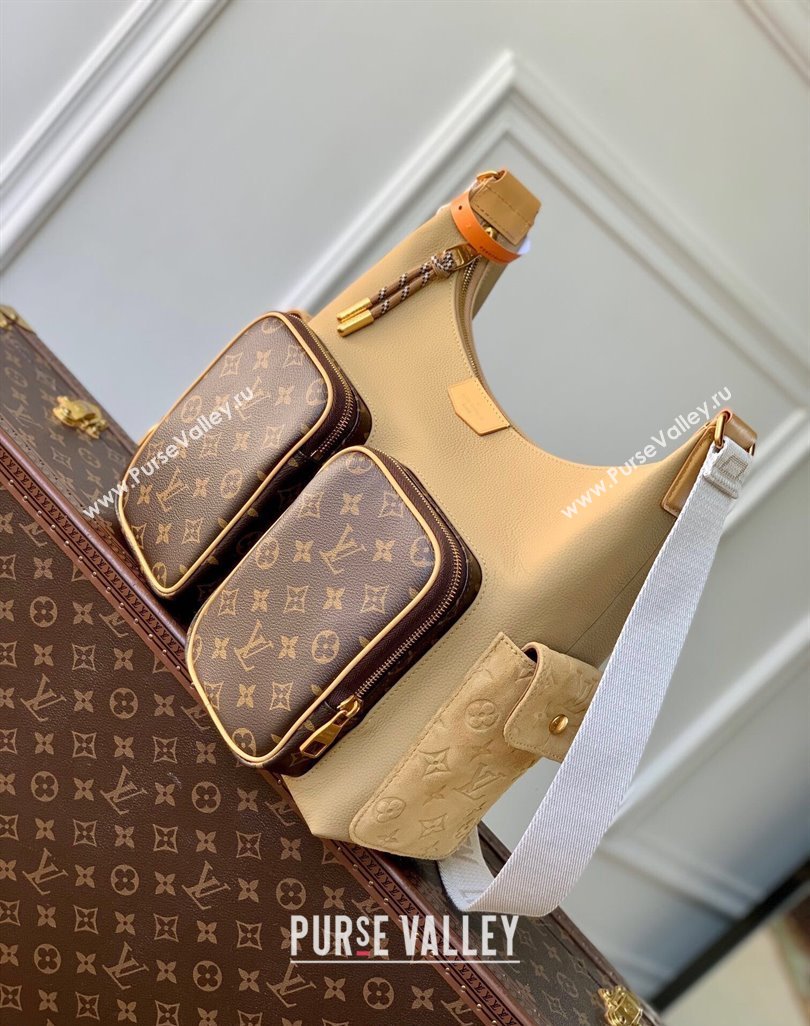 Louis Vuitton Mens Hobo Cargo Bag in Beige Leather and Monogram Canvas M12697 2025 (KI-250524024)