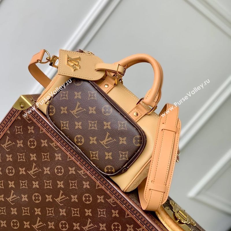 Louis Vuitton Mens Keepall Bandouliere 25 Bag in Beige Leather and Monogram Canvas M12627 2025 (KI-250524025)