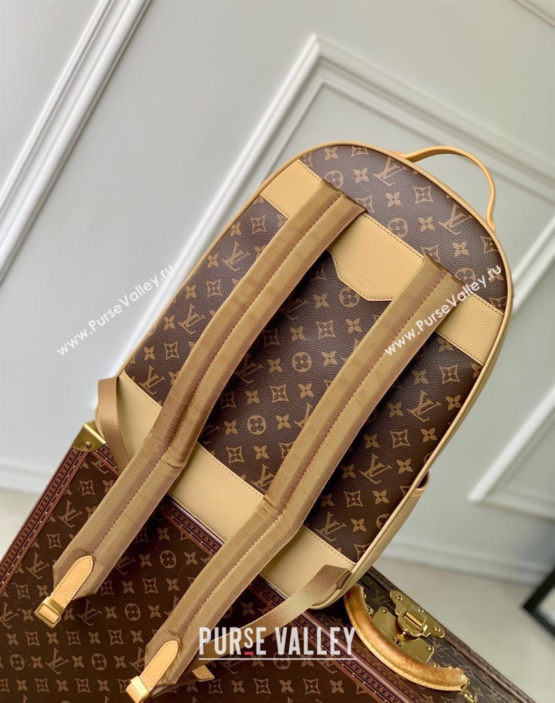 Louis Vuitton Mens Outdoor Backpack Bag in Beige Leather and Monogram Canvas M12624 2025 (KI-250524026)