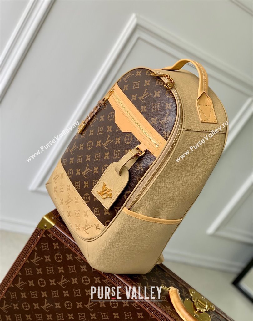Louis Vuitton Mens Outdoor Backpack Bag in Beige Leather and Monogram Canvas M12624 2025 (KI-250524026)