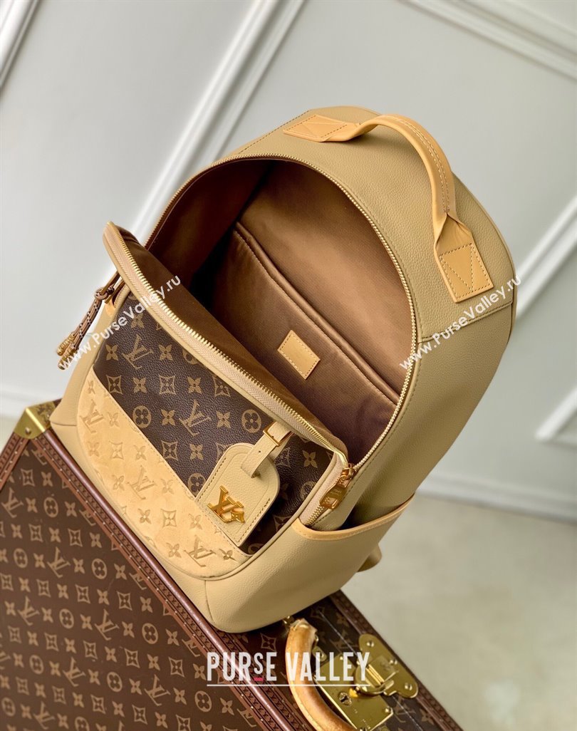 Louis Vuitton Mens Outdoor Backpack Bag in Beige Leather and Monogram Canvas M12624 2025 (KI-250524026)