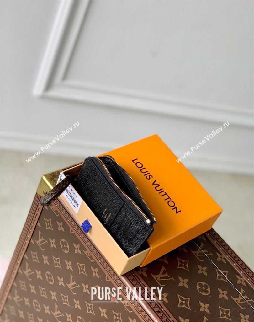 Louis Vuitton Low Key Zipped Card Holder Wallet in Calfskin leather M14550 Black 2025 (KI-250524030)
