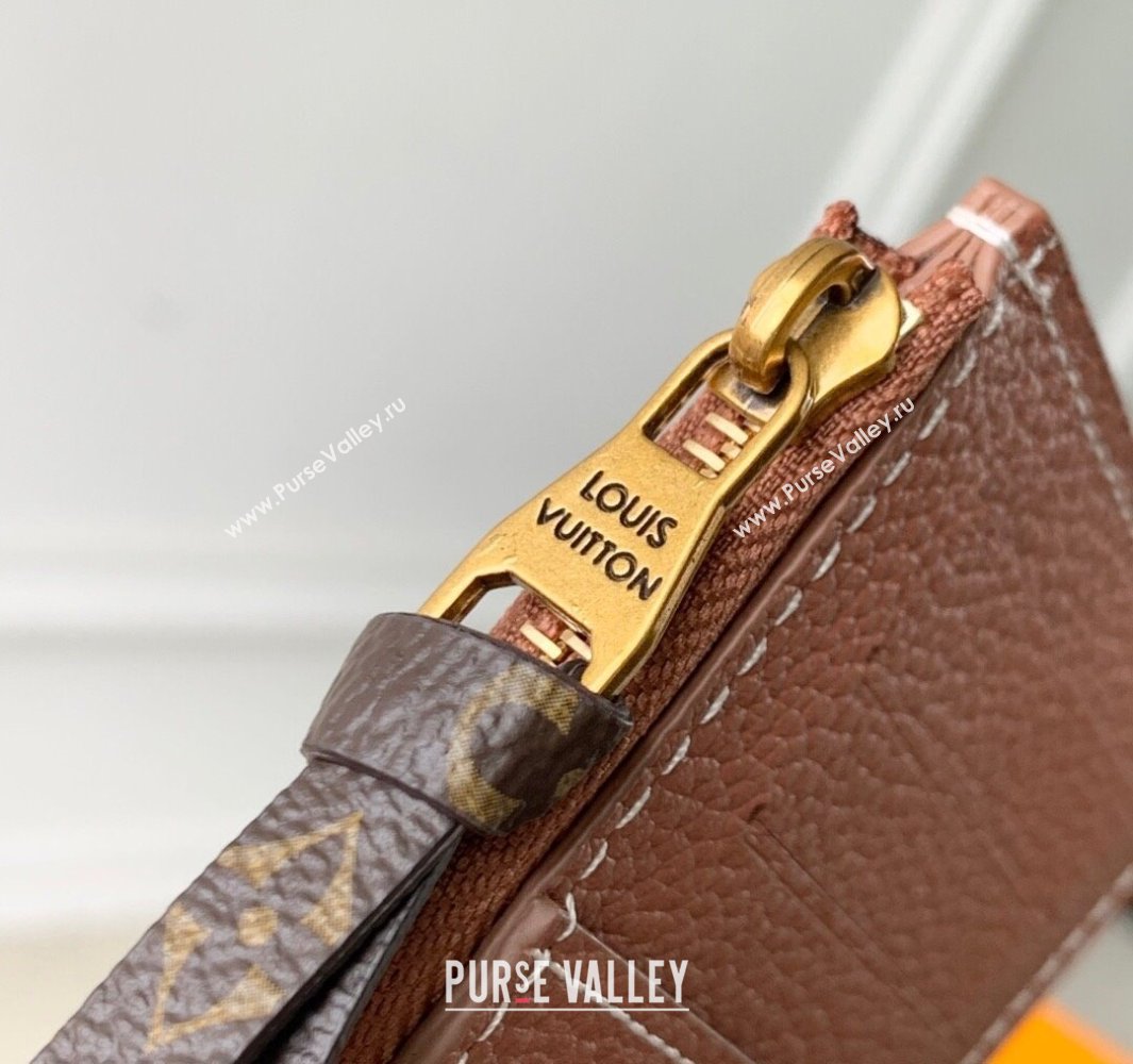 Louis Vuitton Low Key Zipped Card Holder Wallet in Calfskin leather M14551 Cognac Brown 2025 (KI-250524029)