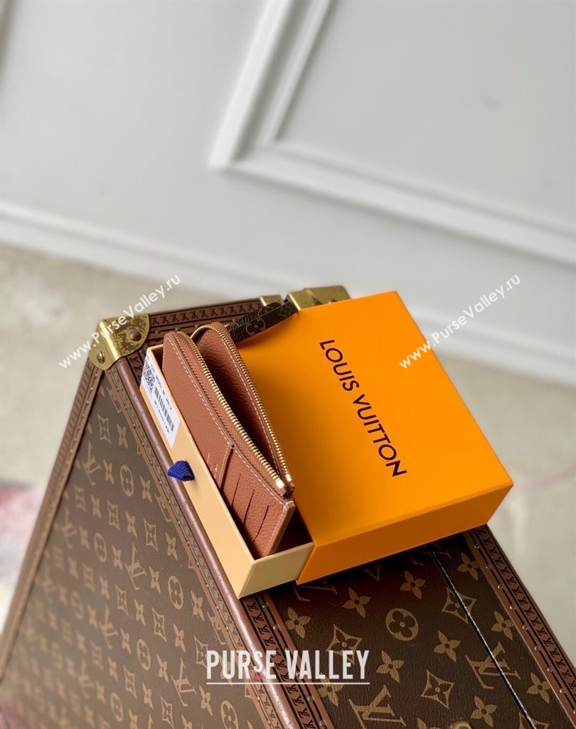 Louis Vuitton Low Key Zipped Card Holder Wallet in Calfskin leather M14551 Cognac Brown 2025 (KI-250524029)