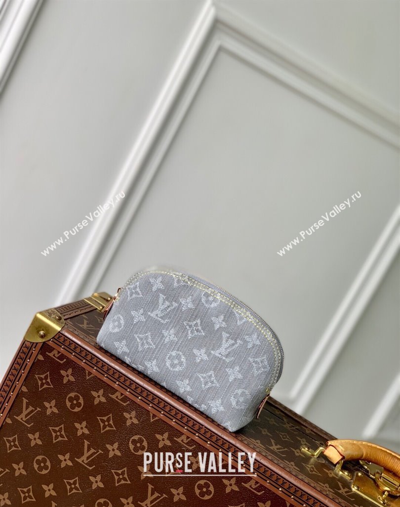 Louis Vuitton Cosmetic Pouch PM in Cloudy Grey Certified Organic Cotton M13751 2025 (KI-250523028)