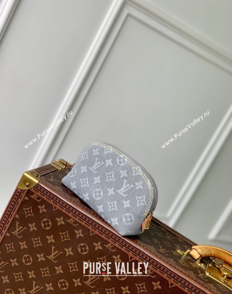 Louis Vuitton Cosmetic Pouch PM in Cloudy Grey Certified Organic Cotton M13751 2025 (KI-250523028)