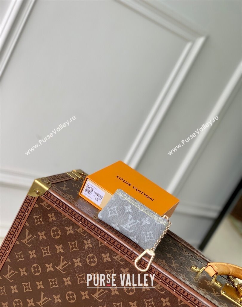 Louis Vuitton Key Pouch in Cloudy Grey Certified Organic Cotton Denim Washed Grey M13208 2025 (KI-250523029)