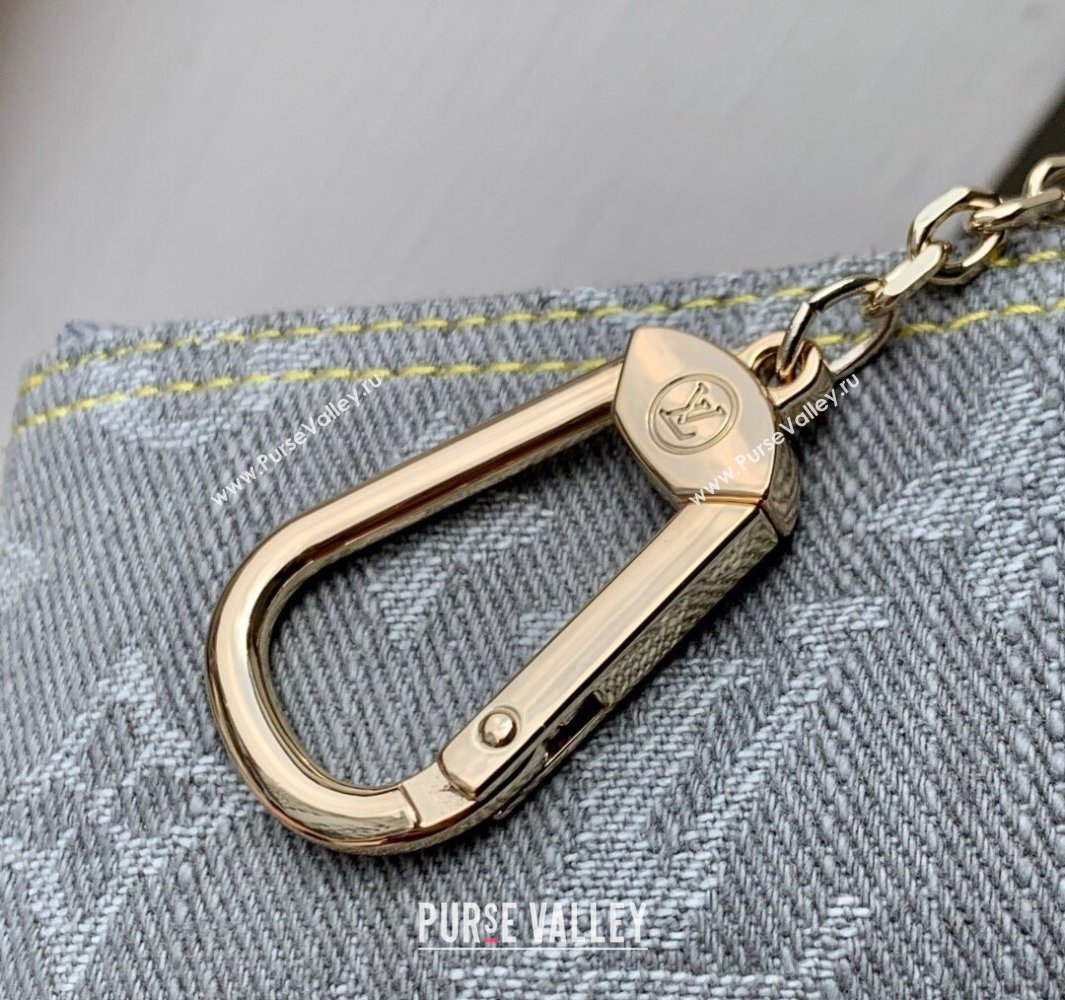 Louis Vuitton Key Pouch in Cloudy Grey Certified Organic Cotton Denim Washed Grey M13208 2025 (KI-250523029)