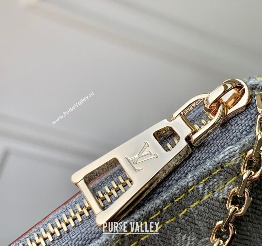 Louis Vuitton Key Pouch in Cloudy Grey Certified Organic Cotton Denim Washed Grey M13208 2025 (KI-250523029)