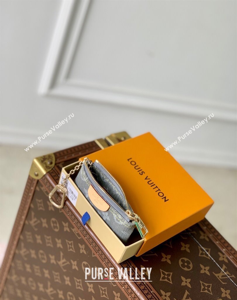 Louis Vuitton Key Pouch in Cloudy Grey Certified Organic Cotton Denim Washed Grey M13208 2025 (KI-250523029)