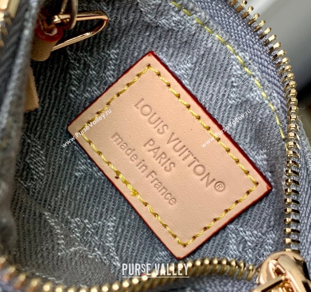 Louis Vuitton Key Pouch in Cloudy Grey Certified Organic Cotton Denim Washed Grey M13208 2025 (KI-250523029)
