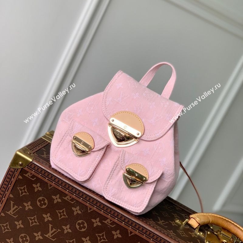 Louis Vuitton Venice Backpack bag in Washed Pink Certified Organic Cotton Denim 2025 M13031 (KI-250523031)