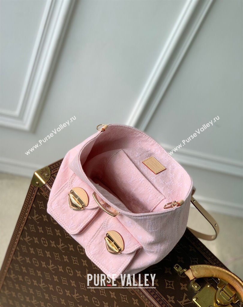 Louis Vuitton Venice Backpack bag in Washed Pink Certified Organic Cotton Denim 2025 M13031 (KI-250523031)
