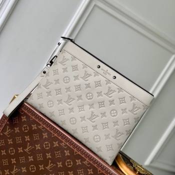 Louis Vuitton Mens Pochette To-Go Pouch in Sand Grey Monogram Shadow Leather M14914 2025 (KI-250523064)