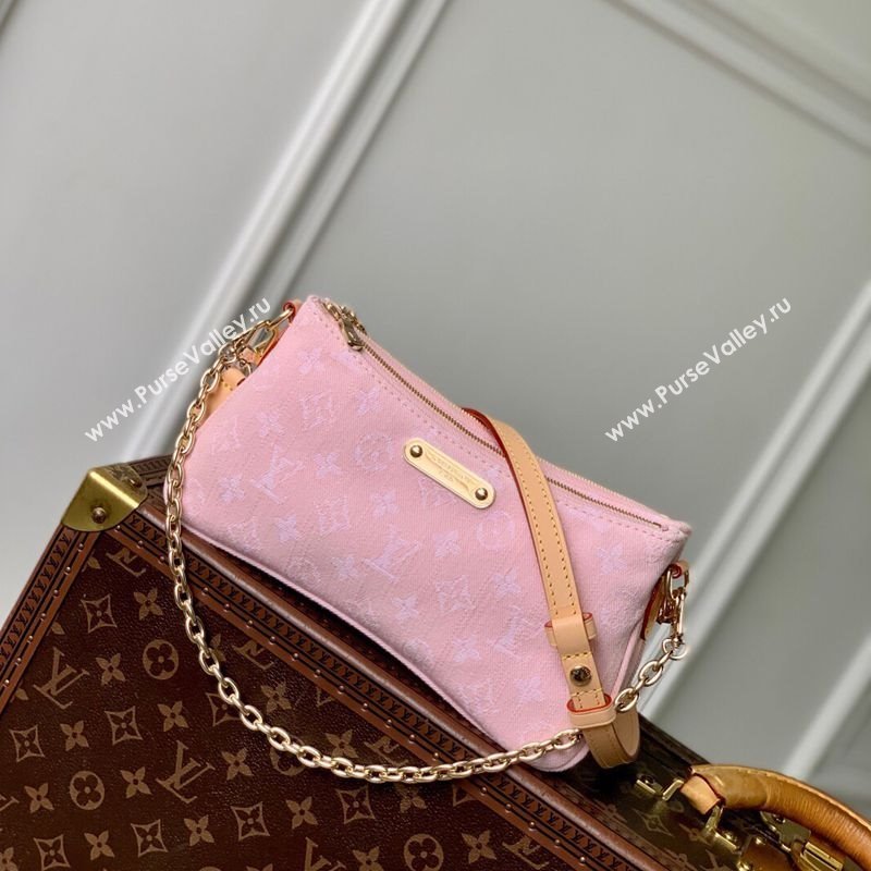 Louis Vuitton Liv Pochette Bag in Washed Pink Certified Organic Cotton Denim M14159 2025 (KI-250523033)
