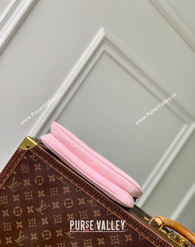 Louis Vuitton Liv Pochette Bag in Washed Pink Certified Organic Cotton Denim M14159 2025 (KI-250523033)