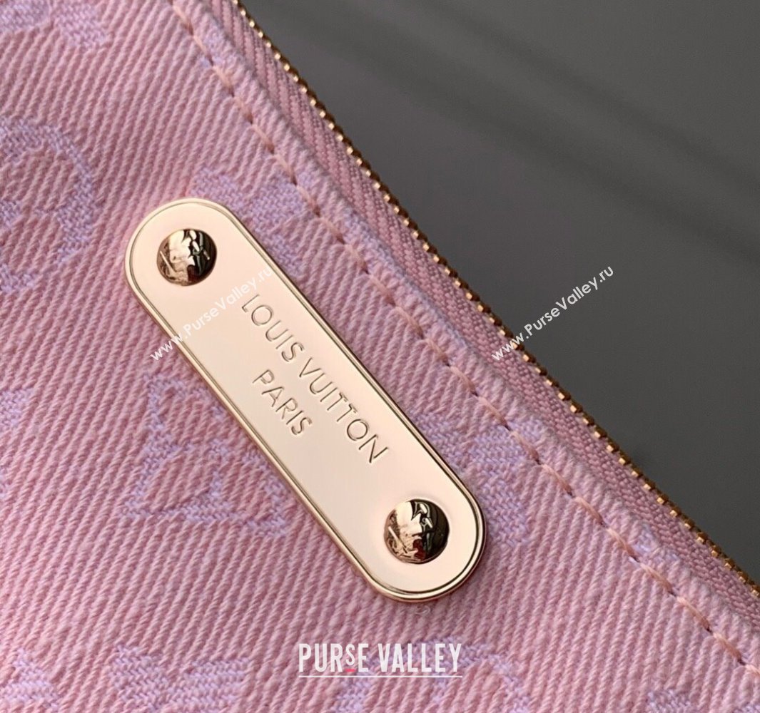 Louis Vuitton Liv Pochette Bag in Washed Pink Certified Organic Cotton Denim M14159 2025 (KI-250523033)