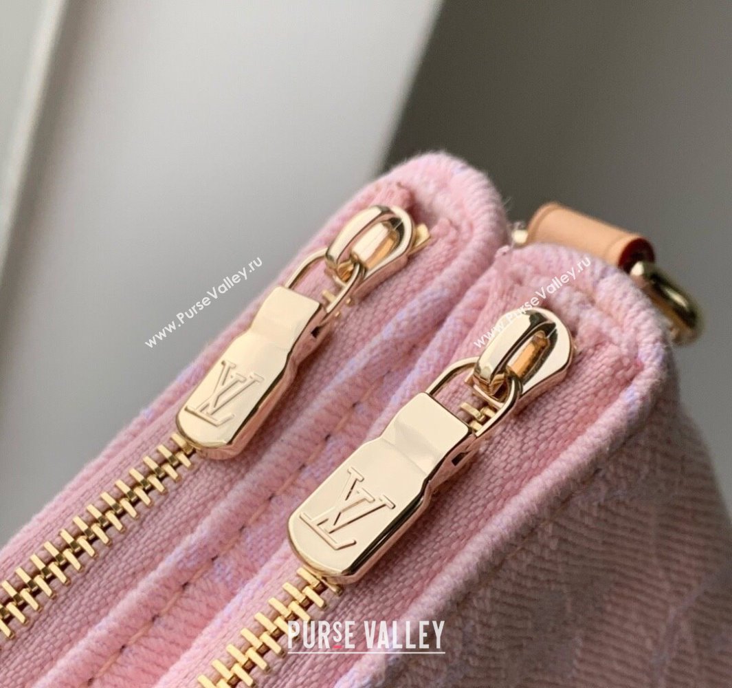 Louis Vuitton Liv Pochette Bag in Washed Pink Certified Organic Cotton Denim M14159 2025 (KI-250523033)