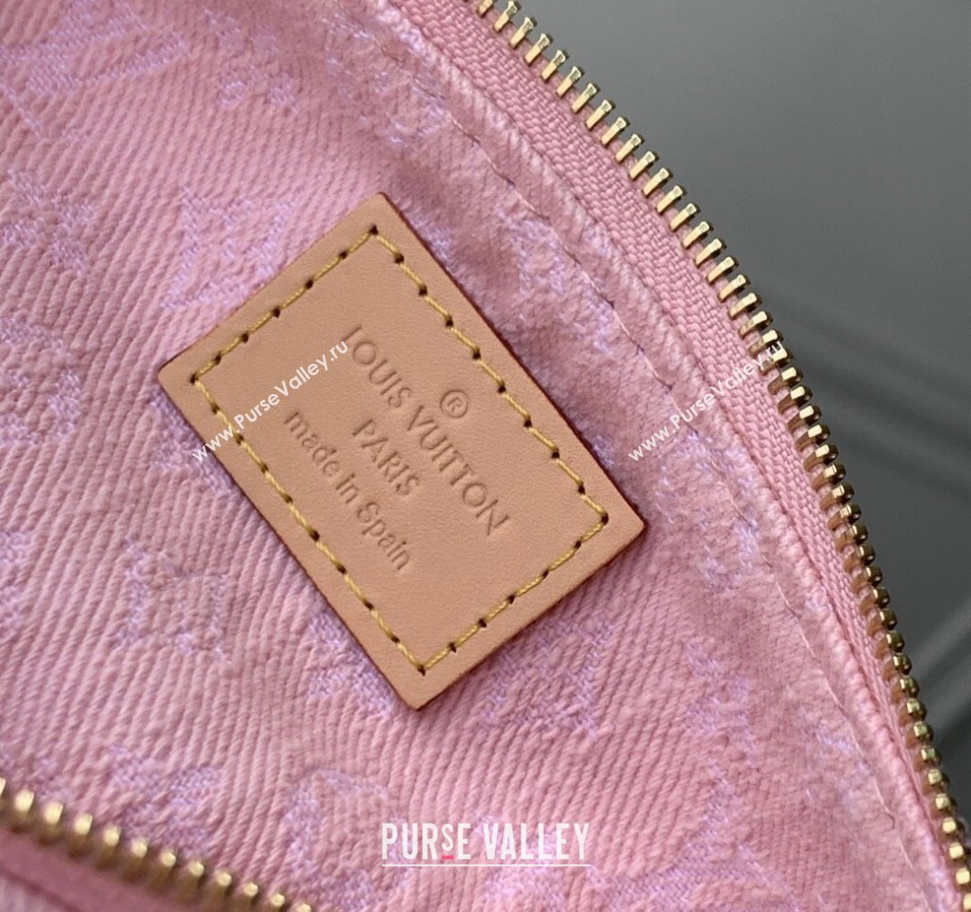 Louis Vuitton Liv Pochette Bag in Washed Pink Certified Organic Cotton Denim M14159 2025 (KI-250523033)
