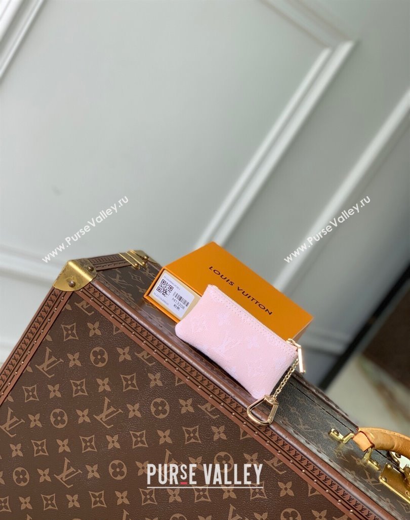 Louis Vuitton Key Pouch in Cloudy Grey Certified Organic Cotton Denim Washed Pink M13208 2025 (KI-250523030)