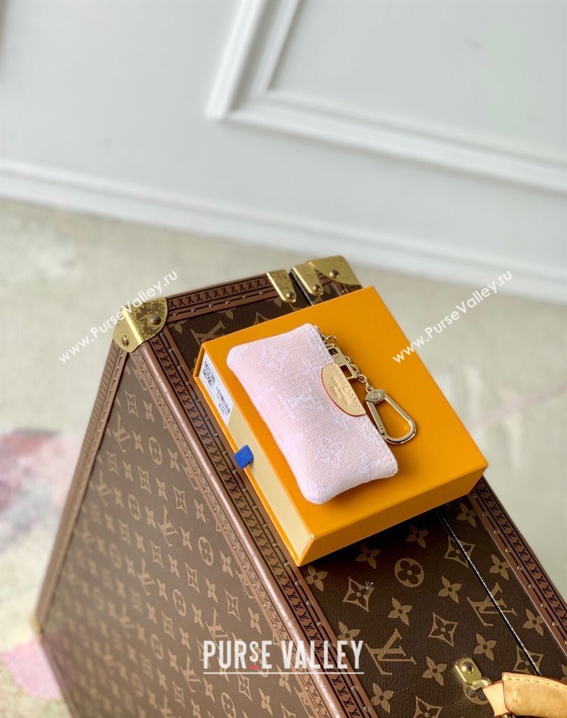 Louis Vuitton Key Pouch in Cloudy Grey Certified Organic Cotton Denim Washed Pink M13208 2025 (KI-250523030)