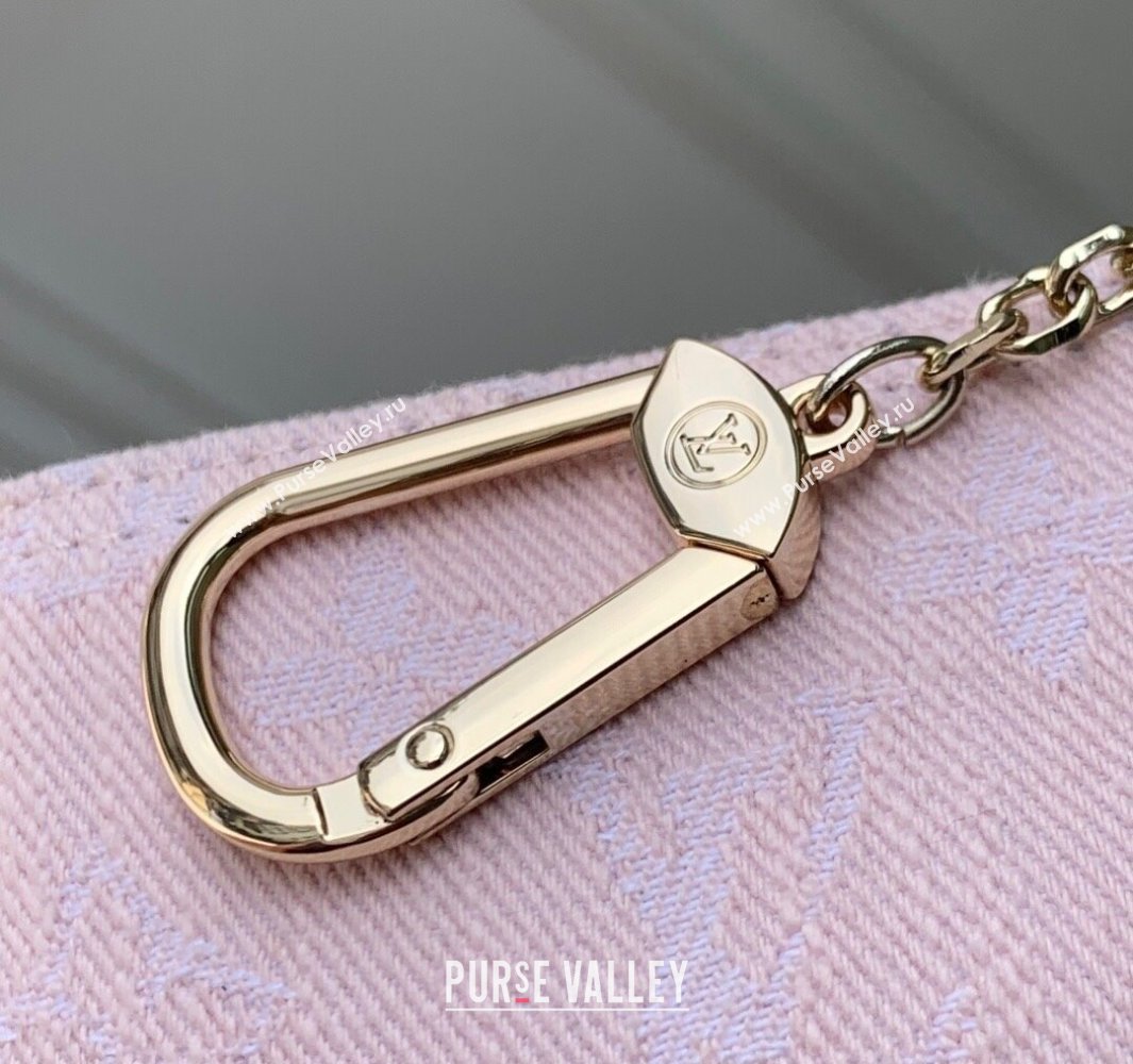 Louis Vuitton Key Pouch in Cloudy Grey Certified Organic Cotton Denim Washed Pink M13208 2025 (KI-250523030)