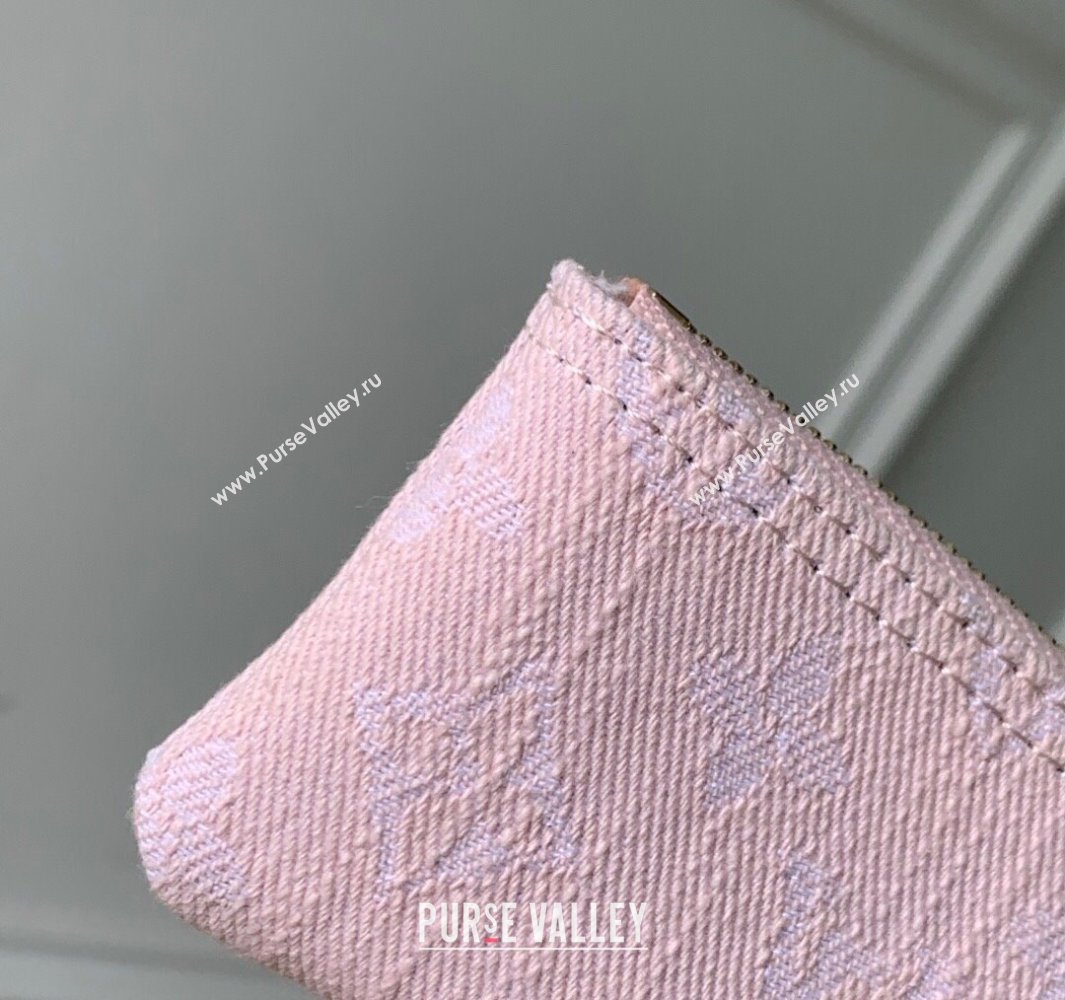 Louis Vuitton Key Pouch in Cloudy Grey Certified Organic Cotton Denim Washed Pink M13208 2025 (KI-250523030)