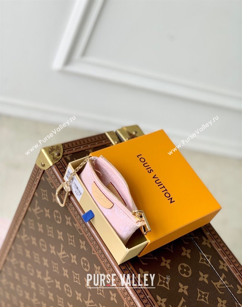 Louis Vuitton Key Pouch in Cloudy Grey Certified Organic Cotton Denim Washed Pink M13208 2025 (KI-250523030)