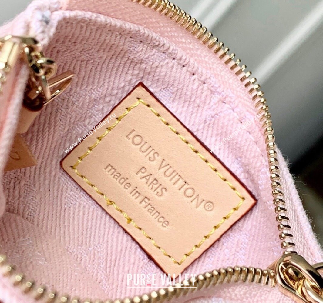 Louis Vuitton Key Pouch in Cloudy Grey Certified Organic Cotton Denim Washed Pink M13208 2025 (KI-250523030)