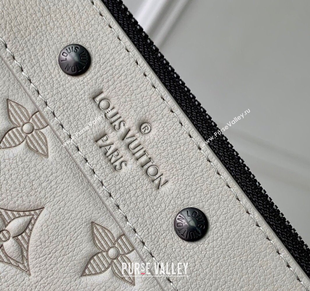 Louis Vuitton Mens Pochette To-Go Pouch in Sand Grey Monogram Shadow Leather M14914 2025 (KI-250523064)