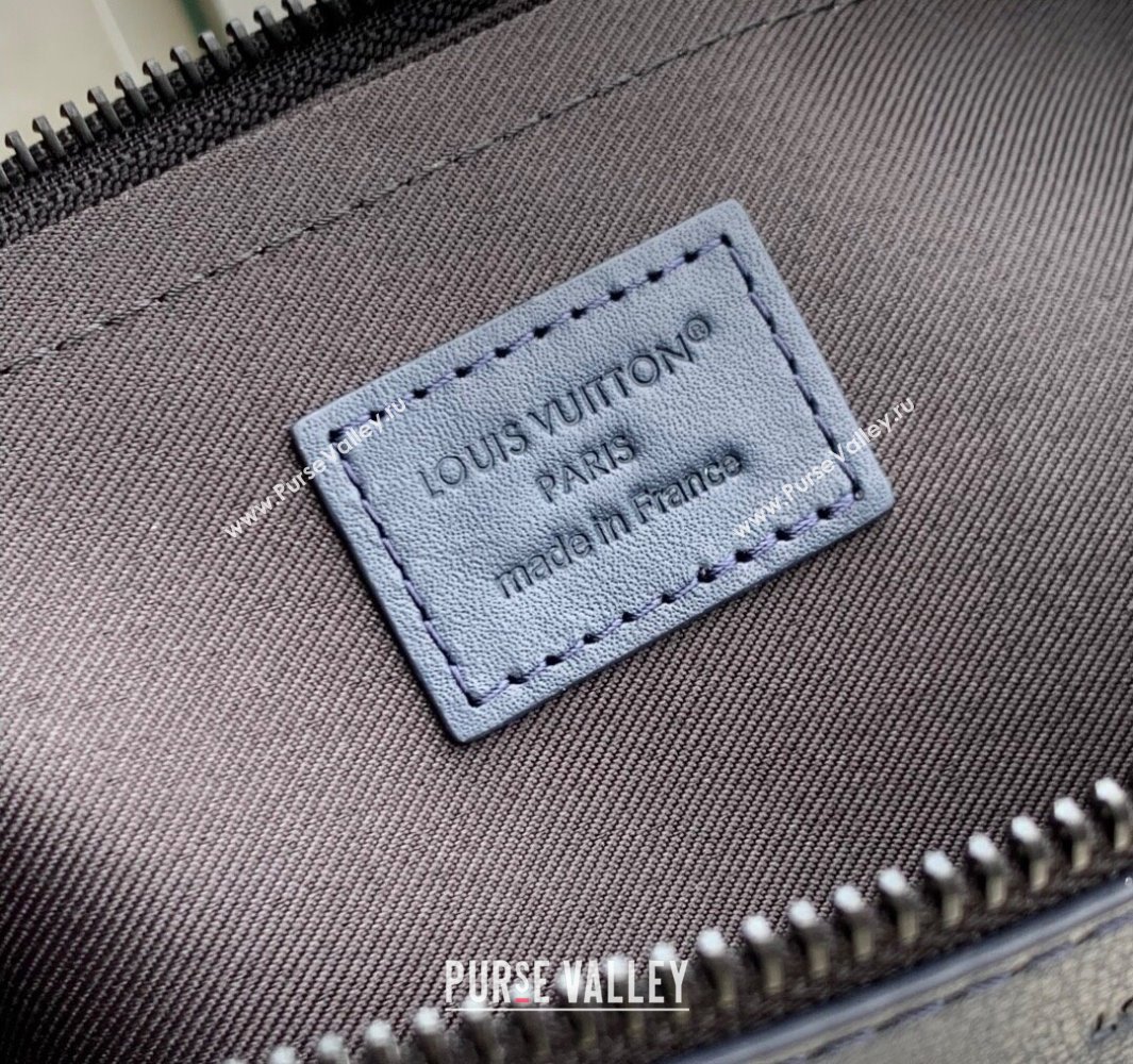 Louis Vuitton Mens Pochette To-Go Pouch in Sand Grey Monogram Shadow Leather M14914 Navy Blue 2025 (KI-250523066)