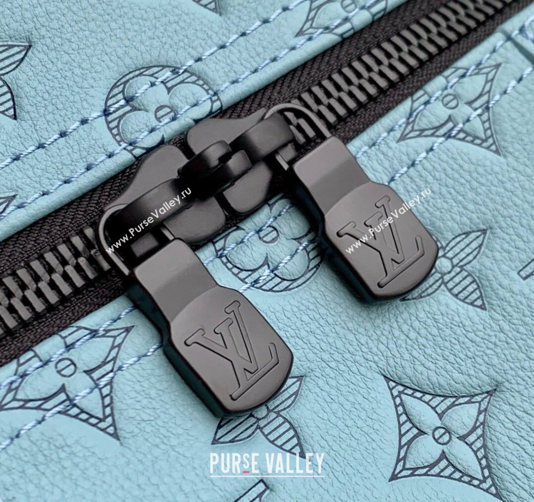 Louis Vuitton Keepall Bandouliere 50 Travel Bag in Sky Blue Monogram Shadow Leather M14842 2025 (KI-250523087)