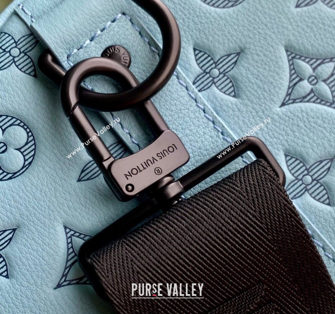 Louis Vuitton Keepall Bandouliere 50 Travel Bag in Sky Blue Monogram Shadow Leather M14842 2025 (KI-250523087)