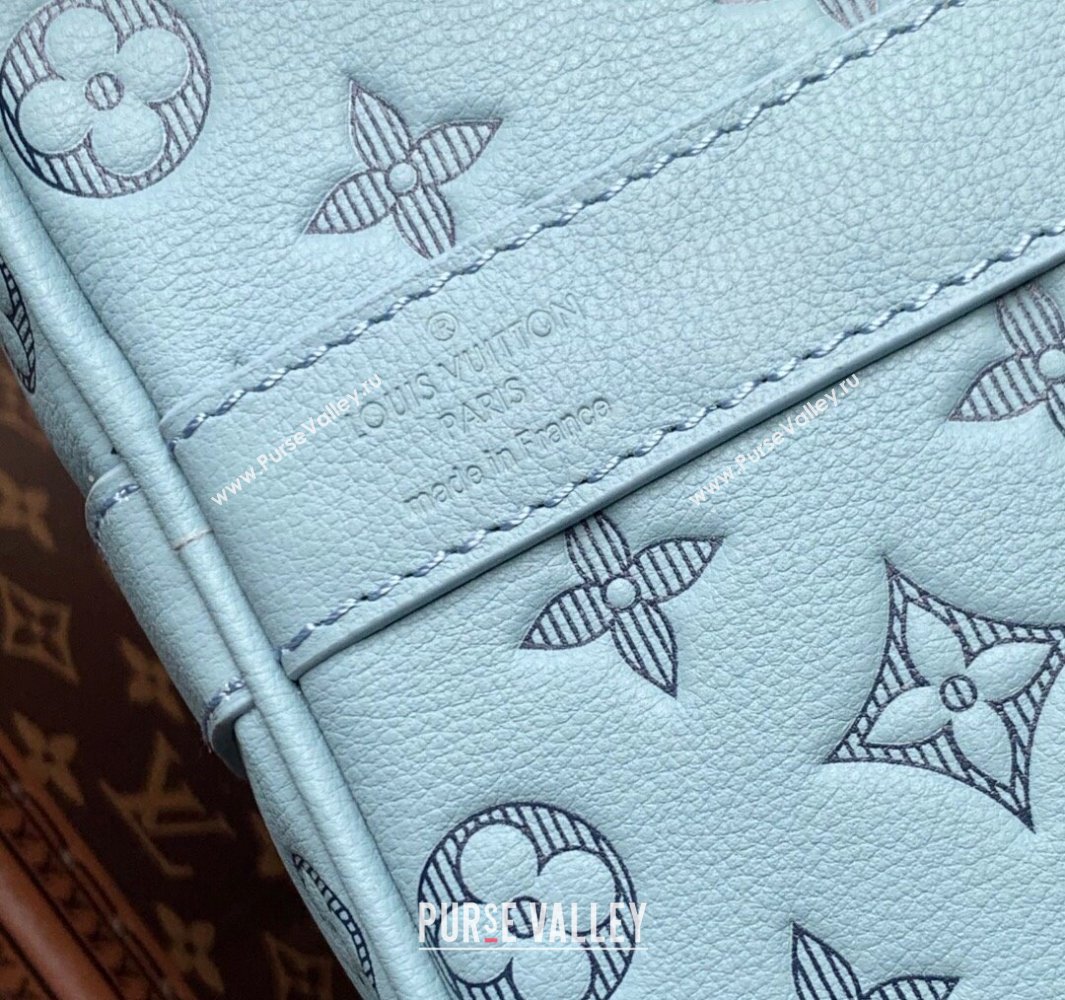 Louis Vuitton Keepall Bandouliere 50 Travel Bag in Sky Blue Monogram Shadow Leather M14842 2025 (KI-250523087)