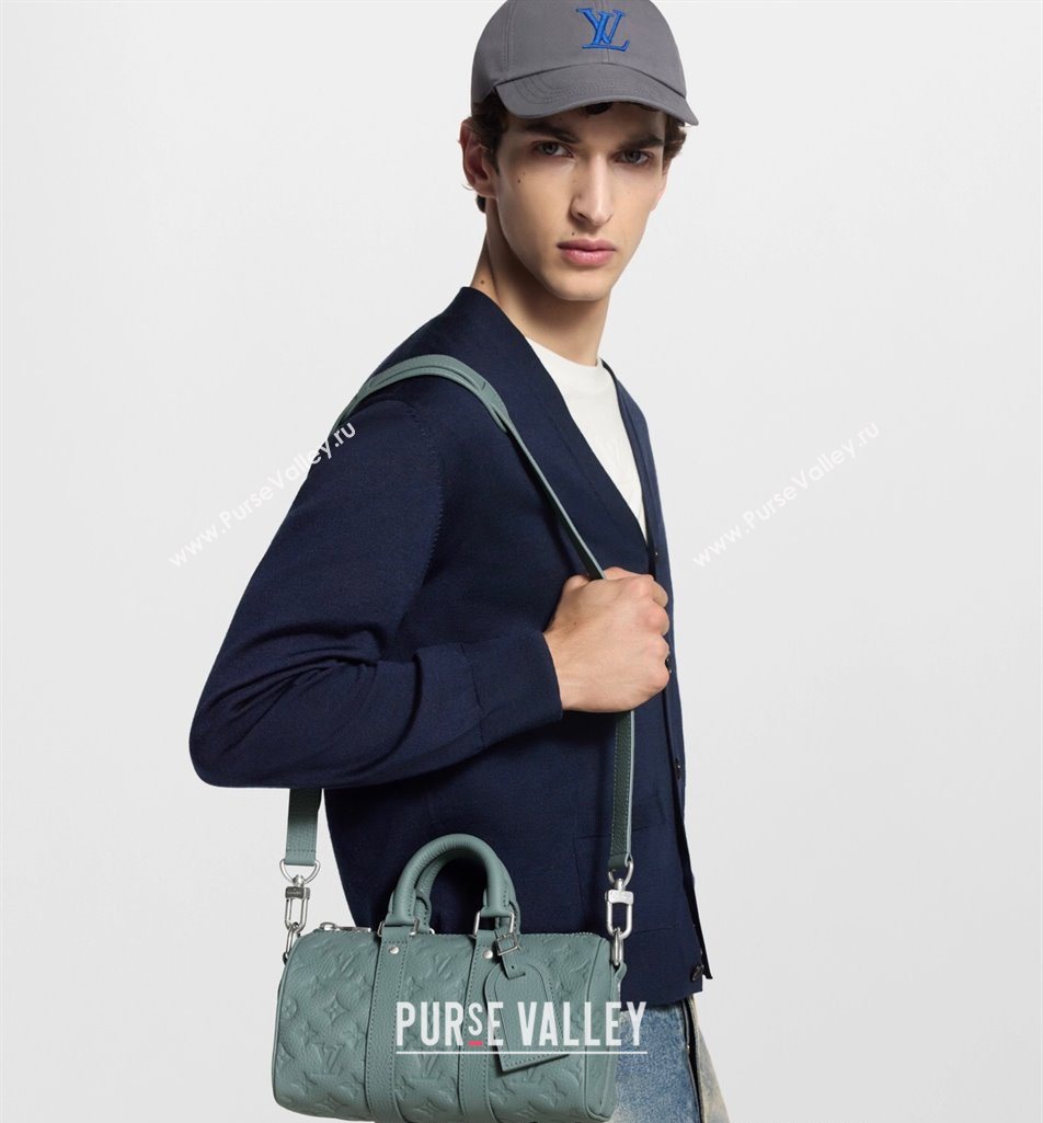 Louis Vuitton Mens Keepall Bandouliere 25 Bag in Monogram Leather Misty Lake Green 2025 M13866 (KI-250524035)